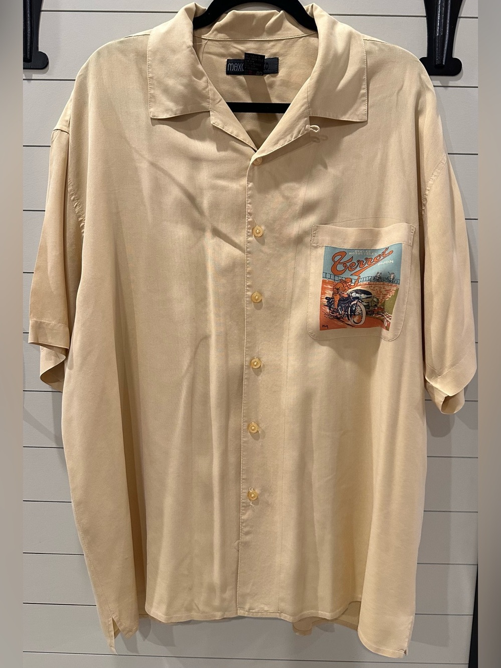 Maxwell & Co. 100% Silk Motorcycle Button Down Shirt Size XL